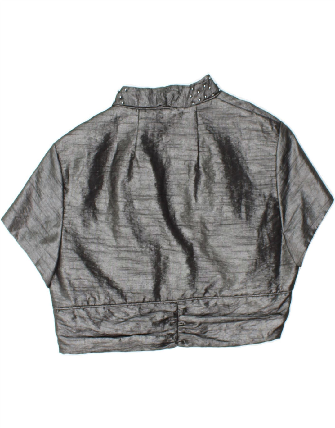 VINTAGE Womens Bolero Top UK 10 Small Grey Viscose Vintage Vintage and Second-Hand Vintage from Messina Hembry 