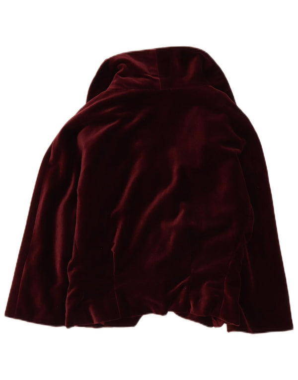 Vintage dame 3/4 ærmet fløjl Bolero jakke UK 12 Medium Burgundy