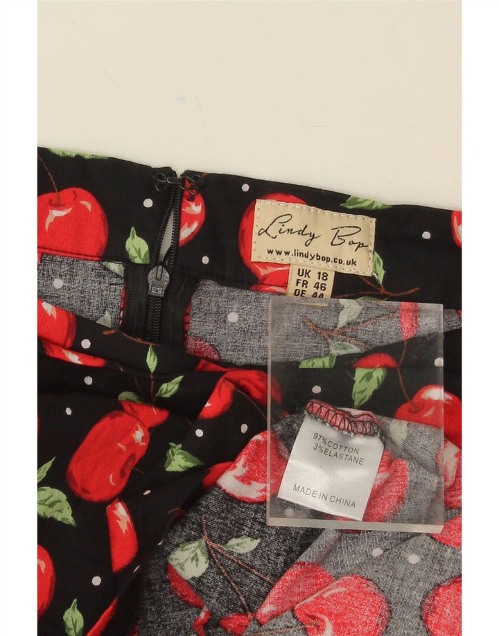 LINDY BOP Womens Abstract Pattern Straight Skirt UK 18 XL W34  Black Vintage Lindy bop and Second-Hand Lindy bop from Messina Hembry 