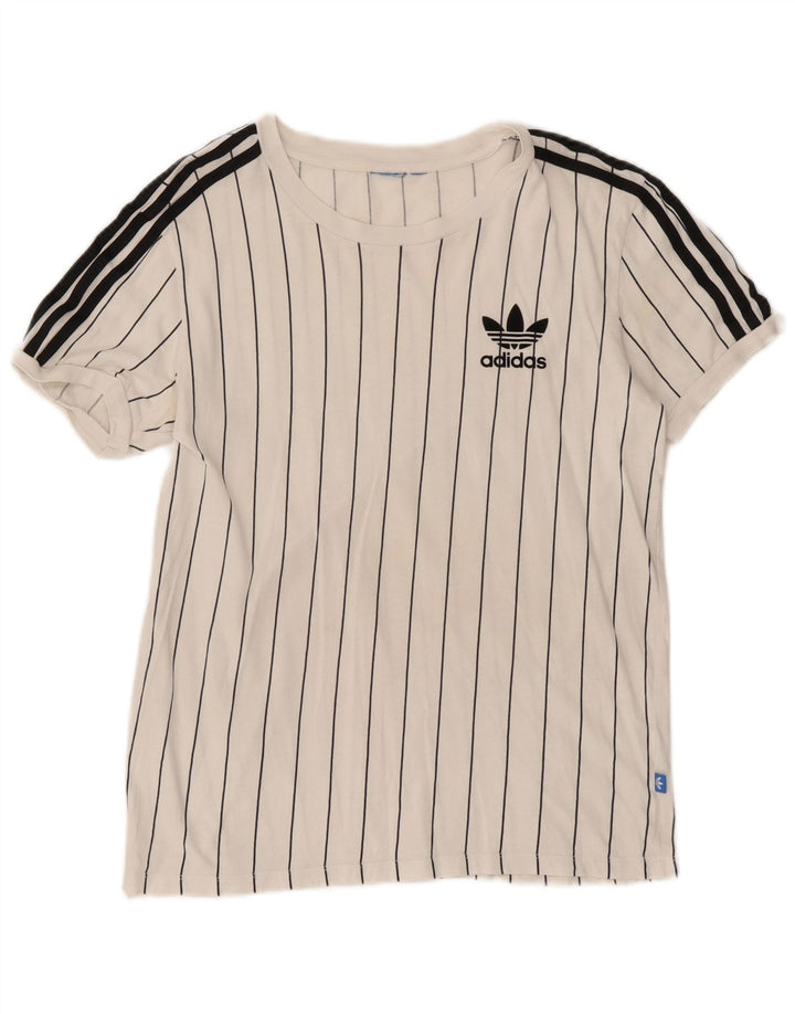 Adidas Herre T-Shirt Top Medium Hvid Stribet
