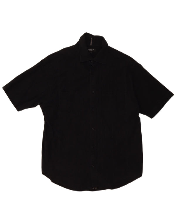 Ted Baker Mens Short Sleeve Shirt Size 4 Large Black Cotton