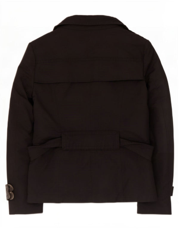 Zara Womens Pea Coat UK 12 Medium Black Bomuld