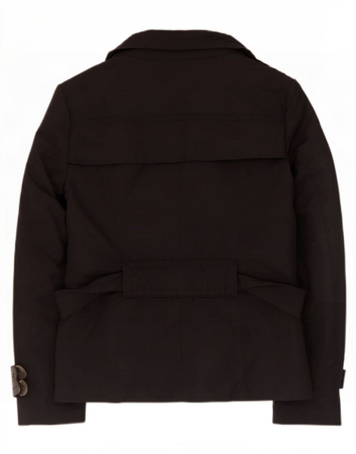 Zara Womens Pea Coat UK 12 Medium Black Bomuld