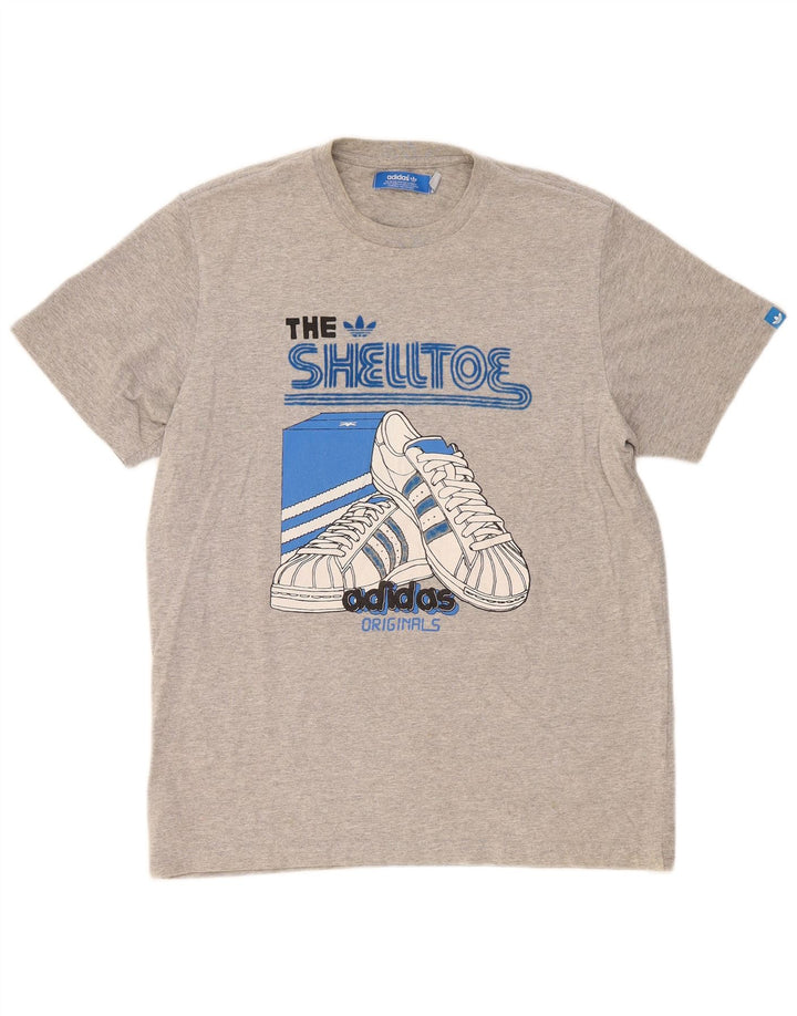 Adidas Herre grafisk T-shirt top mellemgrå bomuld