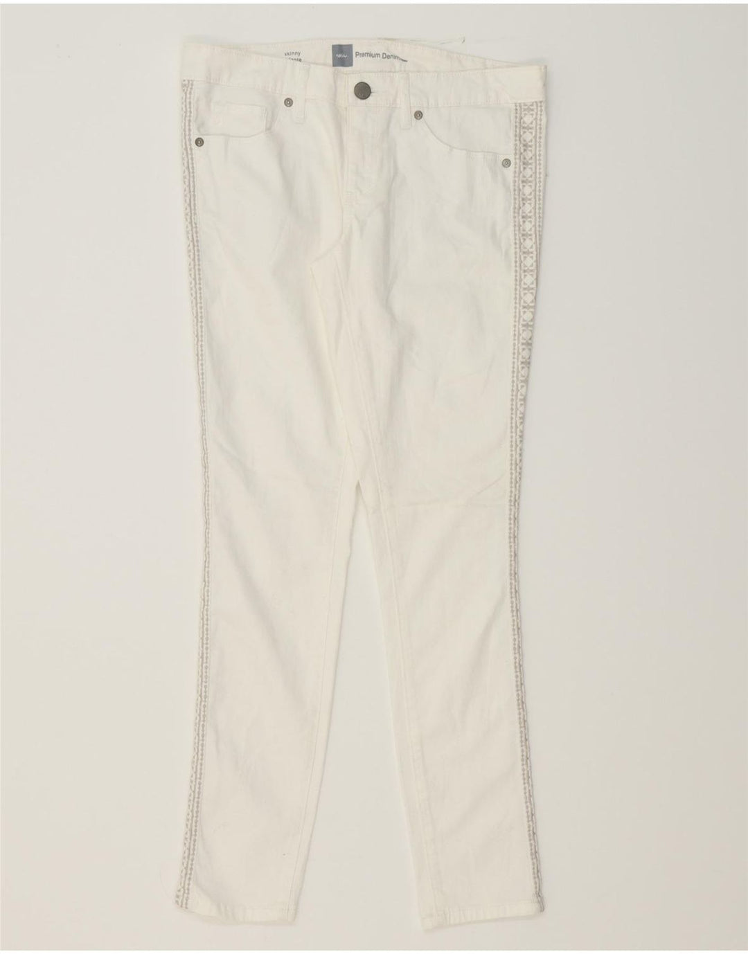 MOSSIMO Womens Skinny Casual Trousers US 6 Medium W32 L30 White Geometric Vintage Mossimo and Second-Hand Mossimo from Messina Hembry 