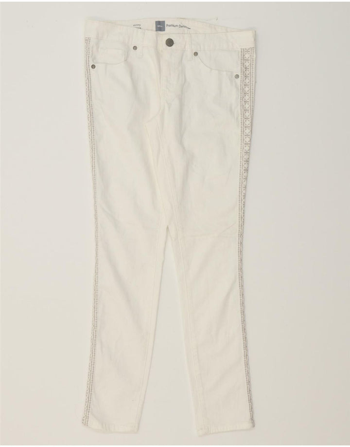 MOSSIMO Womens Skinny Casual Trousers US 6 Medium W32 L30 White Geometric Vintage Mossimo and Second-Hand Mossimo from Messina Hembry 