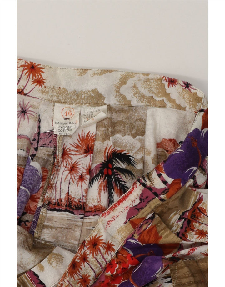 VINTAGE Womens A-Line Skirt IT 46 Large W34 Beige Patchwork Hawaiian Vintage Vintage and Second-Hand Vintage from Messina Hembry 