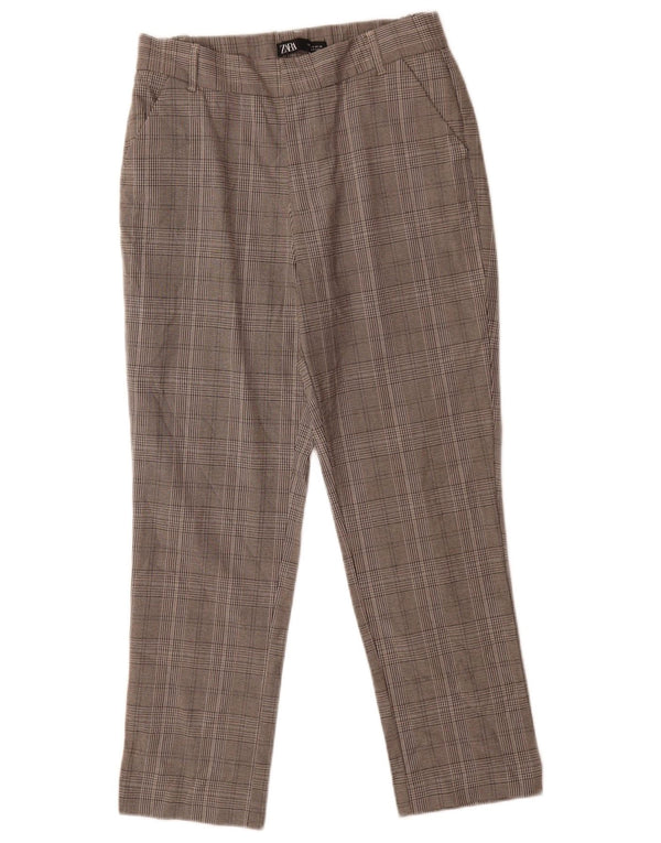 Zara Womens Crop Slim Suit Bukser Small W26 L24 Grå Houndstooth