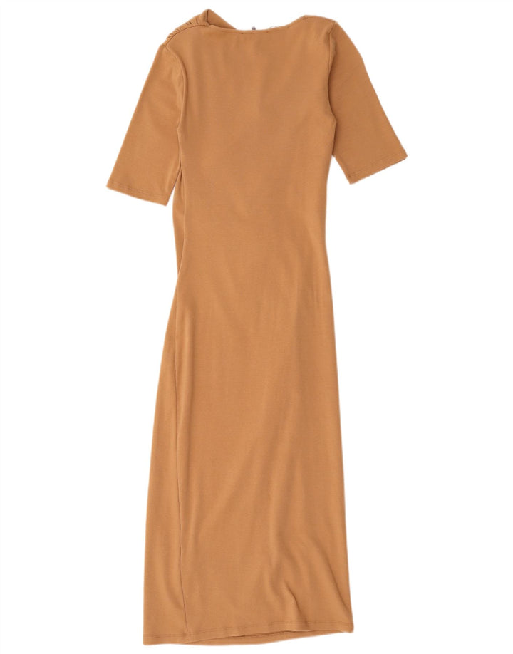 Zara Dame Maxi Dress UK 8 Small Beige Bomuld