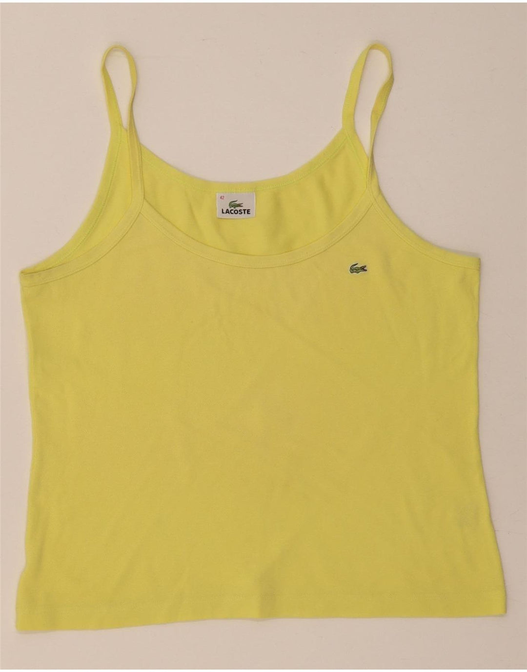 Lacoste Dame Cami Top Størrelse 42 Stor Gul Bomuld