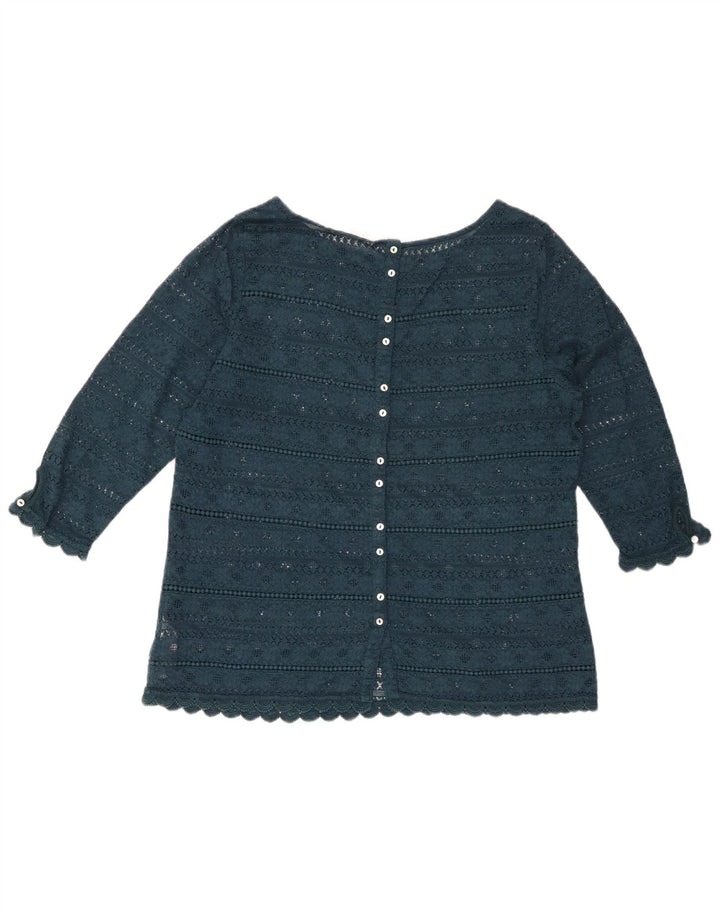 FAT FACE Dame Blonde 3/4 ærmer bluse Top UK 14 Stor grøn blomstret bomuld