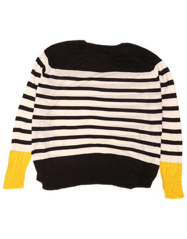 Zara Dame Oversized Boat Neck Jumper Sweater UK 10 Lille sort stribet