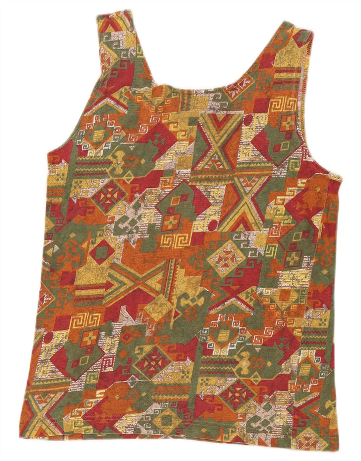 Vintage Womens Crop Vest Top UK 10 Small Multicolored Geometric