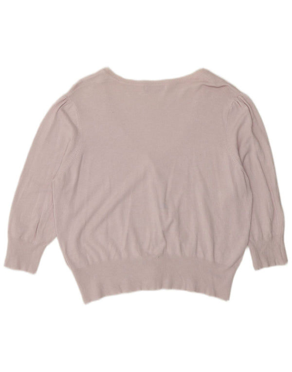Marks & Spencer dame cardigan sweater med 3/4 ærmer UK 20 2XL Pink Viscose