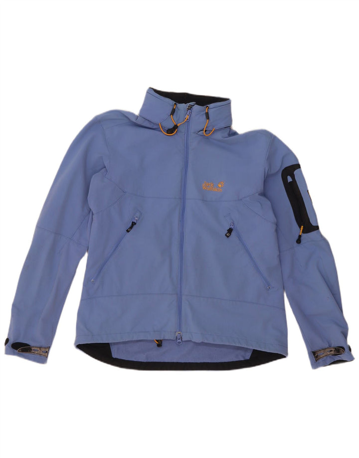 Jack Wolfskin Dame Hætte Regnjakke UK 14/16 Stor Blå Polyamid