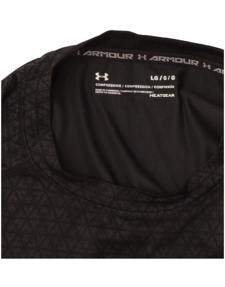 UNDER ARMOUR Herre Heat Gear T-Shirt Top Stor Grå Geometrisk Syntetisk