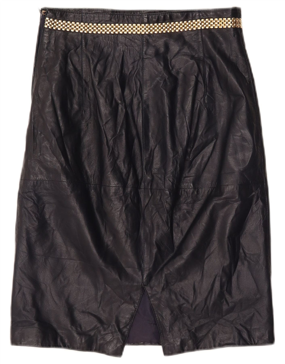 Vintage lædernederdel til kvinder IT 46 Medium W26 Marineblåt læder