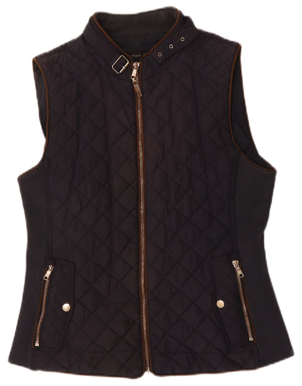 Zara Dame Quiltet Gilet UK 14 Large Navy Blue