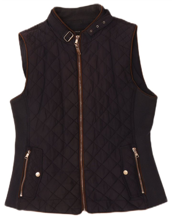 Zara Dame Quiltet Gilet UK 14 Large Navy Blue