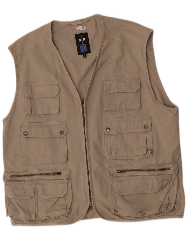 Sea Barrier Herre Utility Gilet UK 42 XL Khaki Cotton