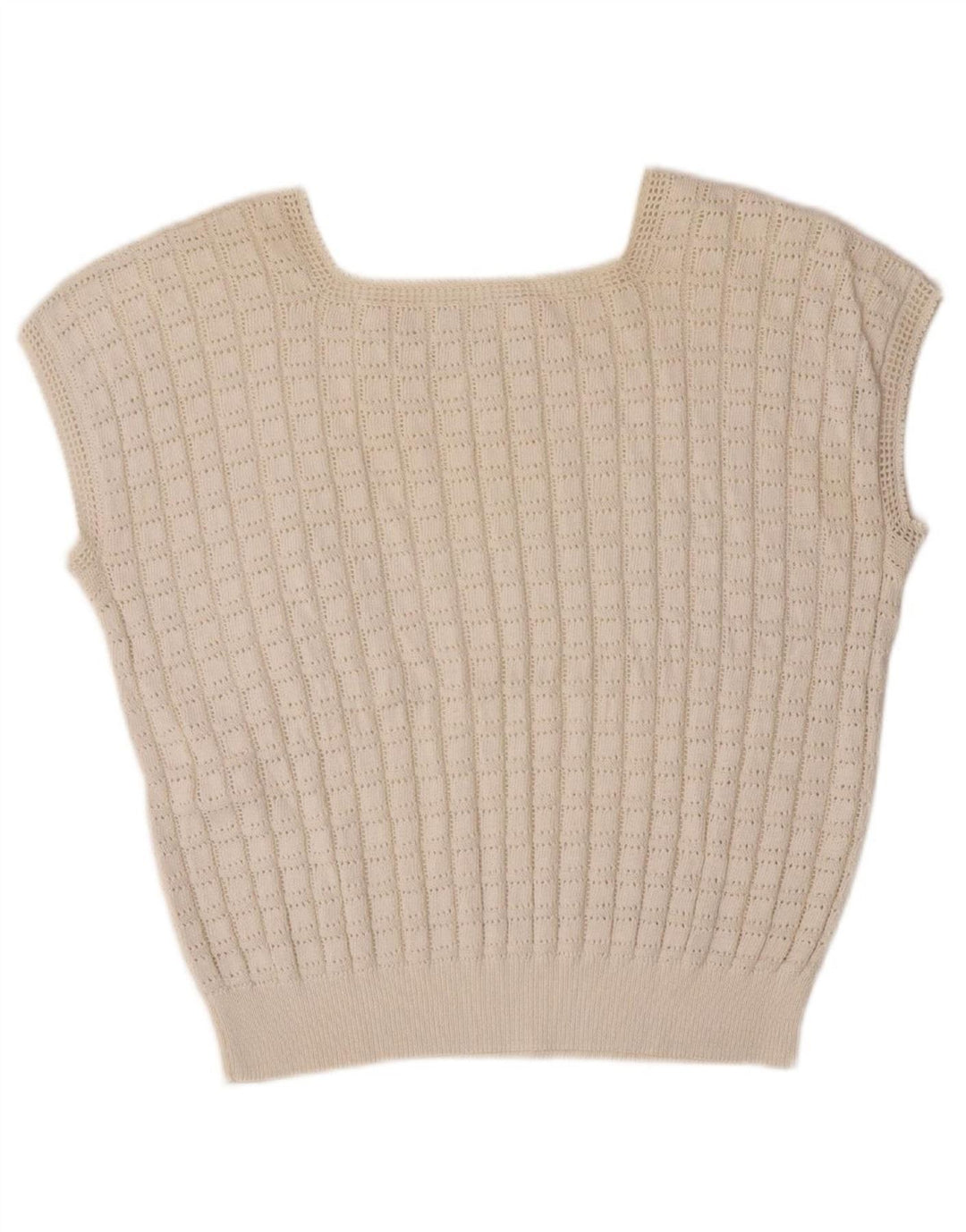 VINTAGE Womens Crop Vest Tank Top UK 14 Medium Off White