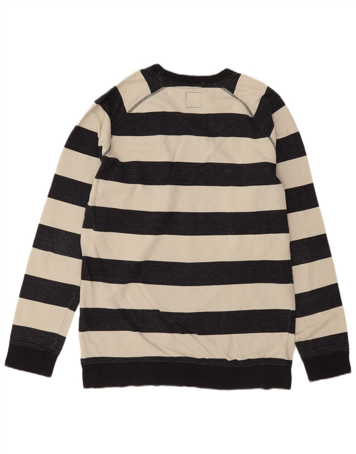 Zara Herre Sweatshirt Jumper XL Off White Stribet bomuld