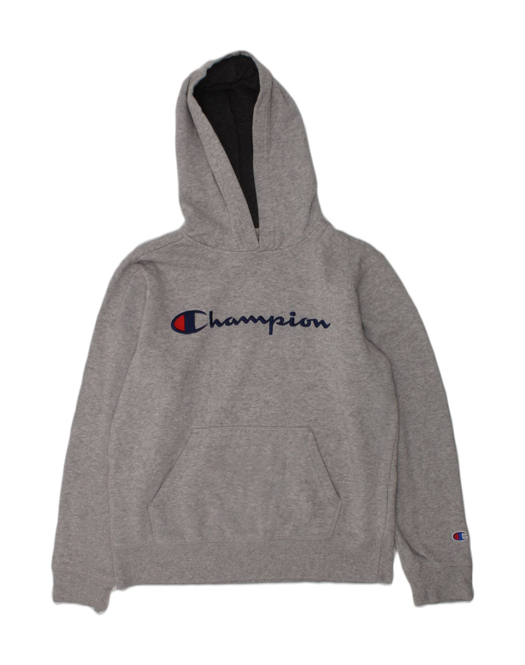 CHAMPION Boys Graphic Hoodie Jumper 13-14 Years Large Grey Cotton | Vintage Champion | Thrift | Second-Hand Champion | Used Clothing | Messina Hembry 