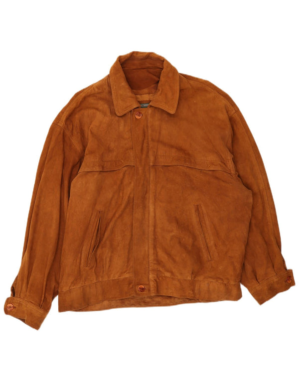 Vintage herre ruskindsjakke IT 52 XL brunt læder