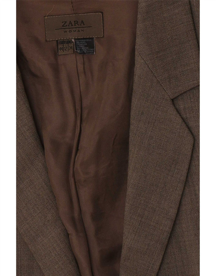Zara Dame 1-knaps blazerjakke EU 44 XL Brun Uld
