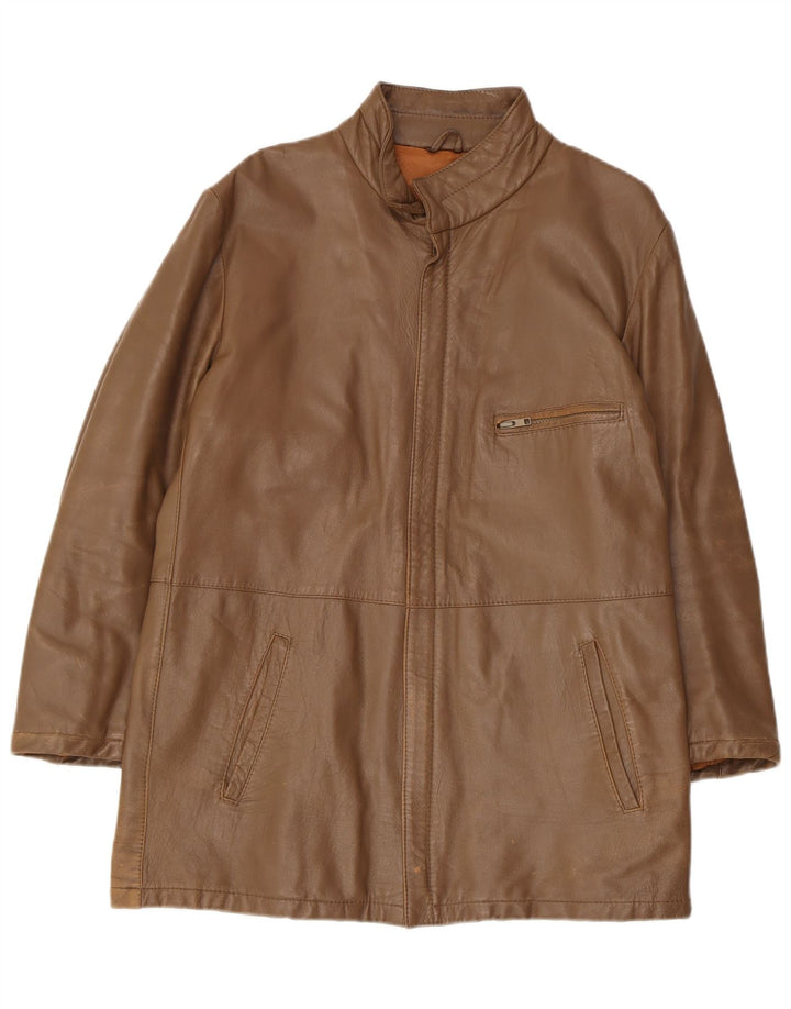 Vintage dame læderjakke IT 48 XL brunt læder