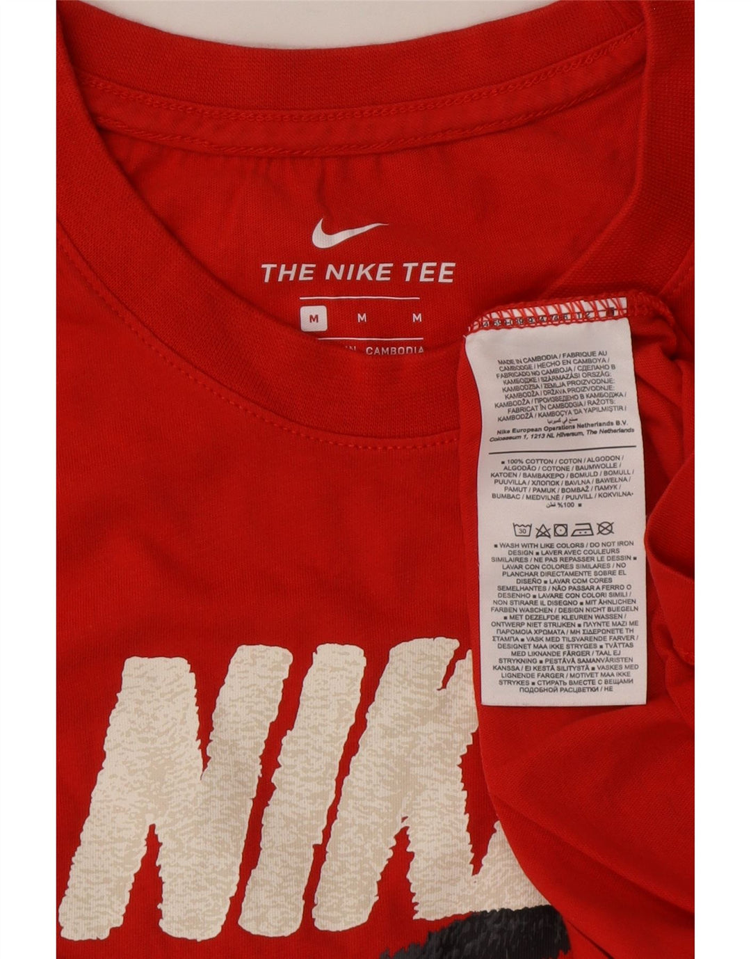 NIKE grafisk t-shirt til mænd, medium rød bomuld