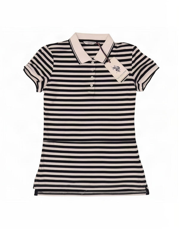 U.S. Polo Assn. Dameskjorte UK 6 XS marineblå stribet bomuld