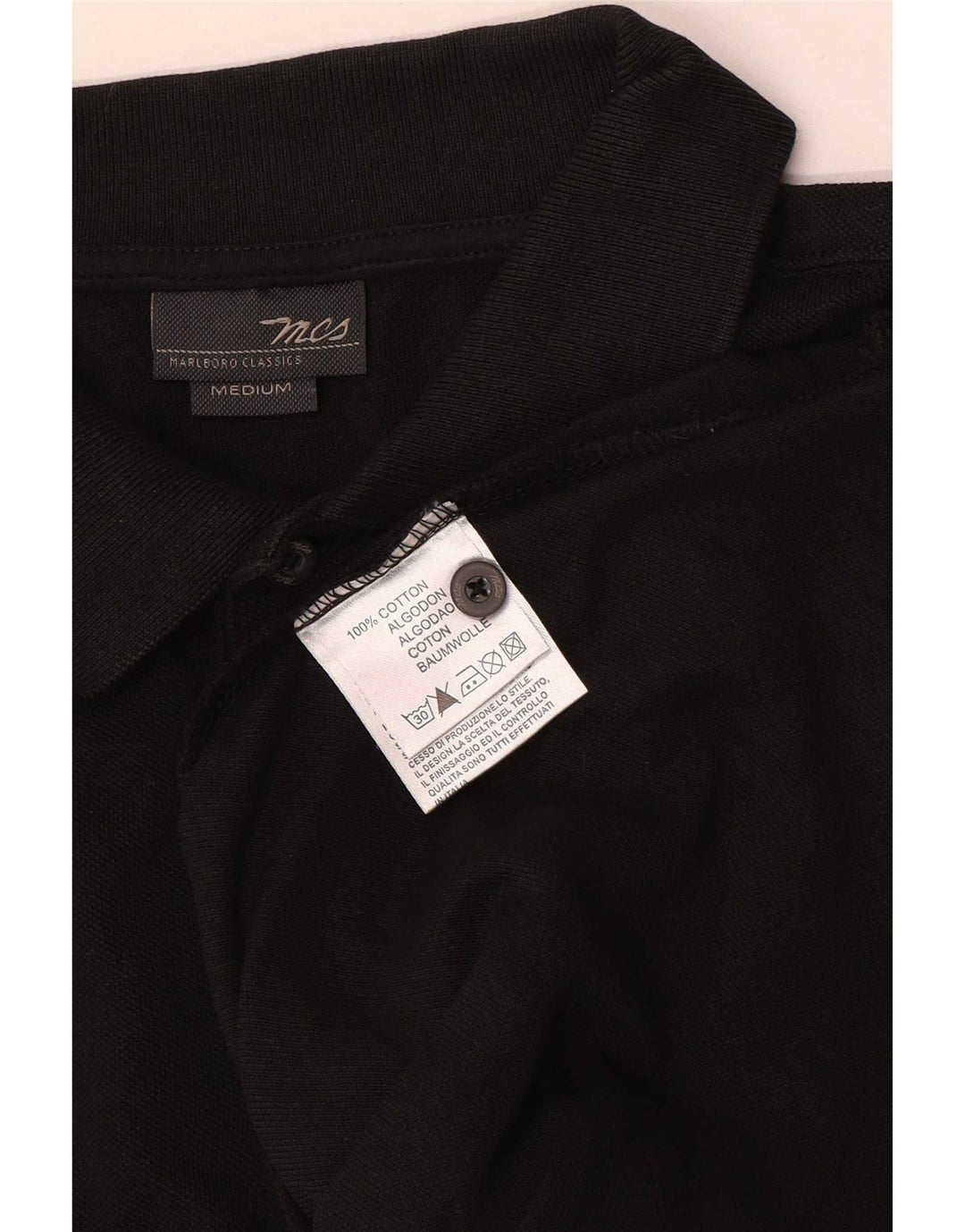Marlboro Classics Langærmet herre poloshirt Medium Sort Bomuld