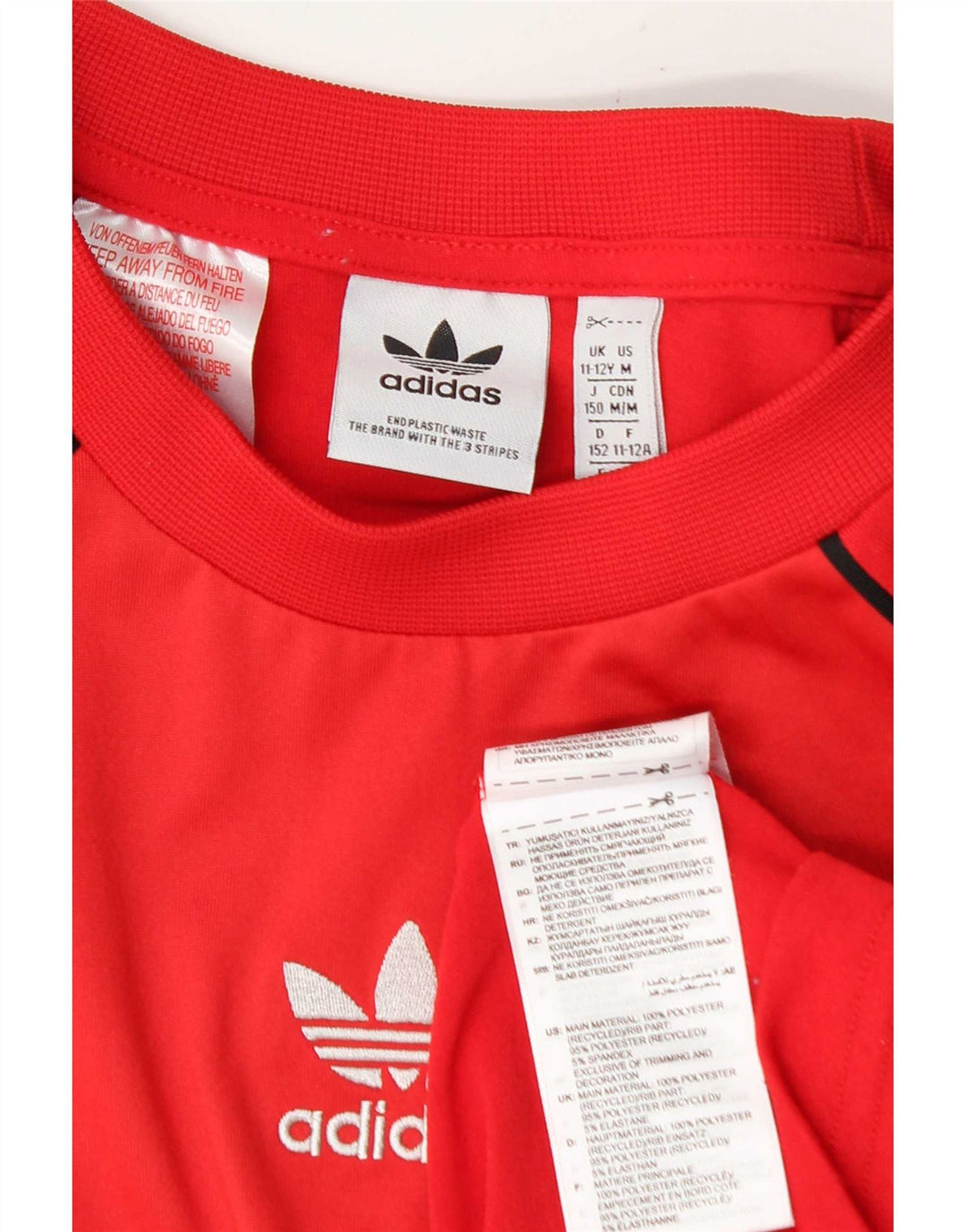 Adidas Boys T-Shirt Top 11-12 År Rød Colourblock Polyester