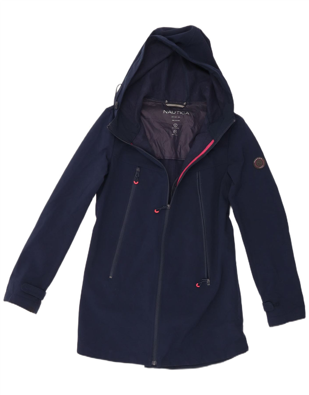 Nautica Regnjakke med hætte til kvinder UK 14 Stor marineblå polyester