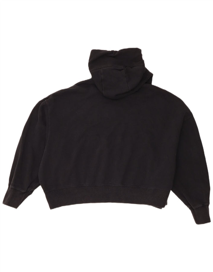 Nike Dame Oversized Hoodie Jumper UK 14 Medium Sort Bomuld