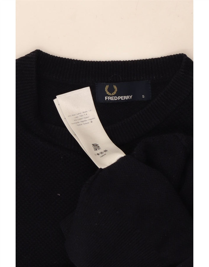 FRED PERRY Herre sweater med rund hals, lille marineblå uld