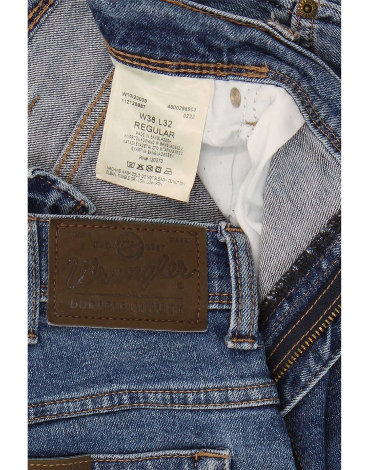 Wrangler Herre Regular Fit Straight Jeans W38 L32 Blå Bomuld