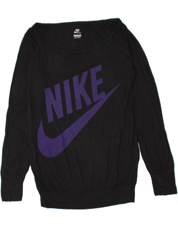 NIKE Womens Oversized Graphic Sweatshirt Jumper UK 10 Small Black Viscose Vintage Nike and Second-Hand Nike from Messina Hembry 