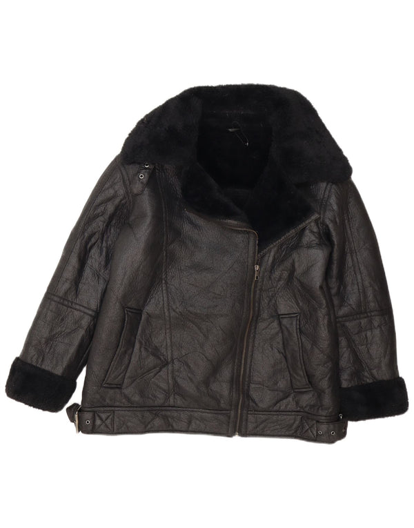 Marks & Spencer Sherpa-jakke til kvinder UK 14 Stor sort polyethylen
