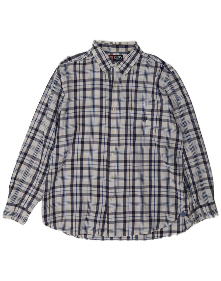 Chaps Herre Flanelskjorte XL Marineblå Plaid Bomuld