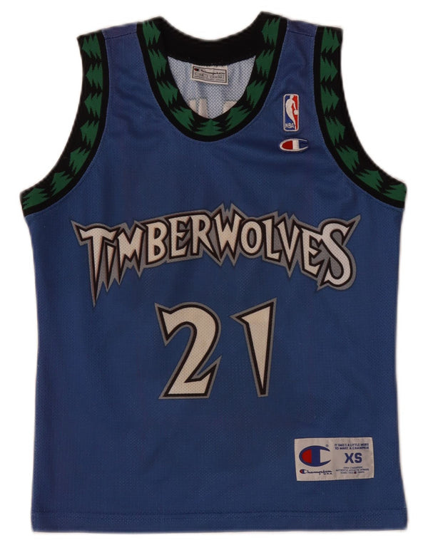 Champion Boys Timberwolves Grafisk Vest Top 5-6 År Blå Geometrisk