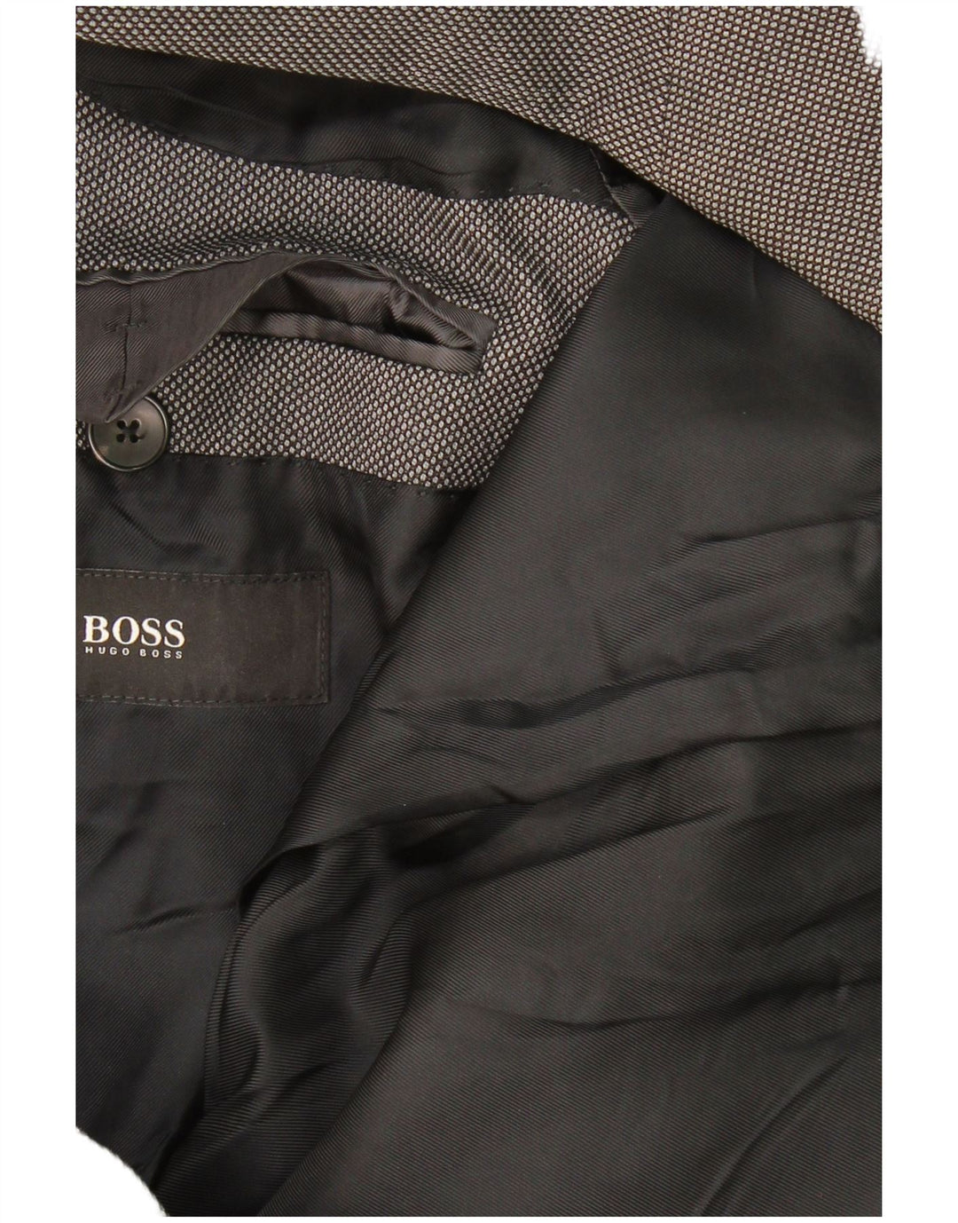 HUGO BOSS Mens 2 Button Blazer Jacket UK 38 Medium Grey Spotted