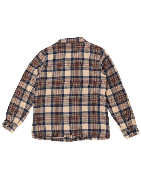 L.L.Bean Dame Oversized Flanell Shirt UK 10 Small Beige Check