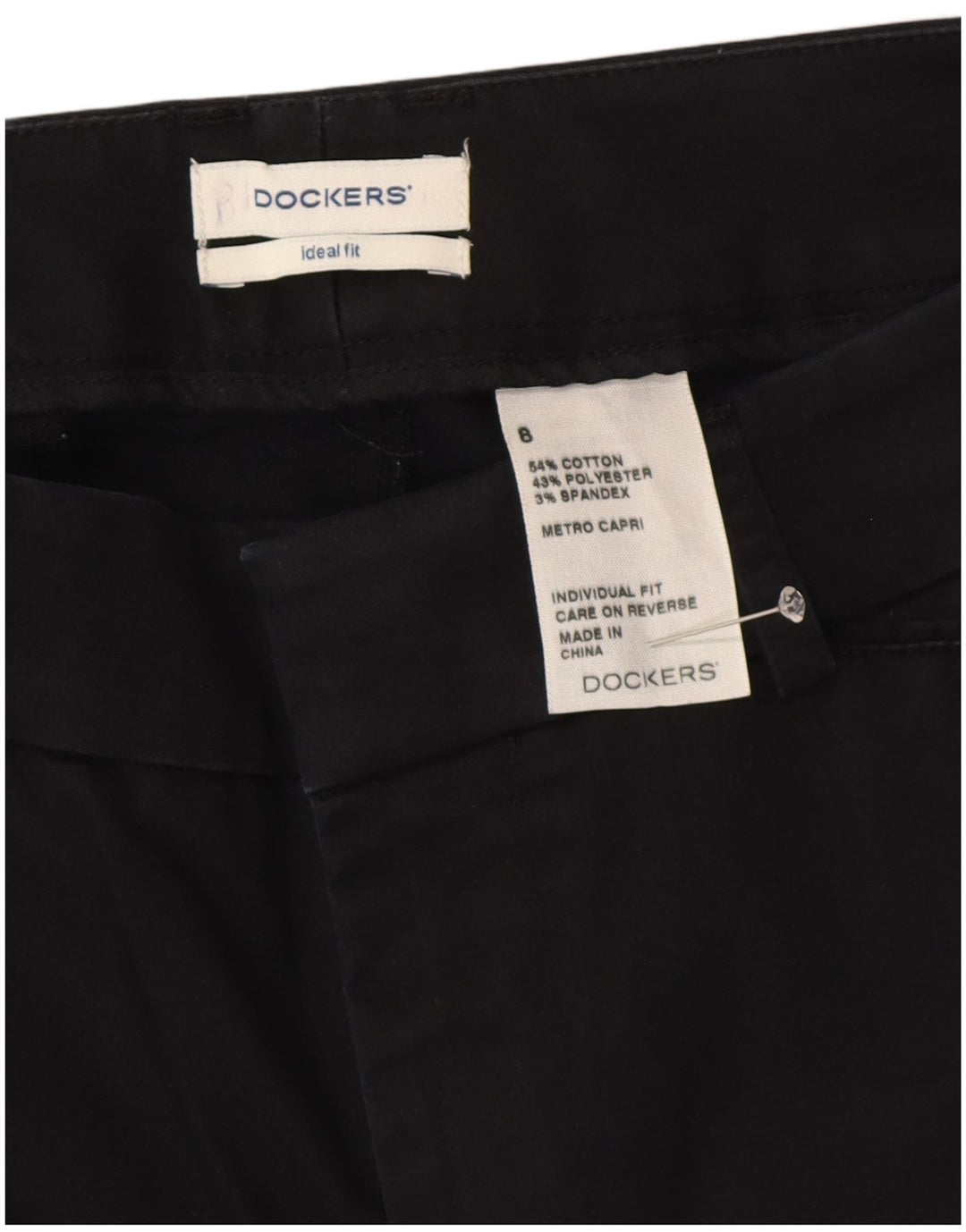 DOCKERS Dame Ideal Fit Capri Bukser US 8 Medium W30 L22 Sort