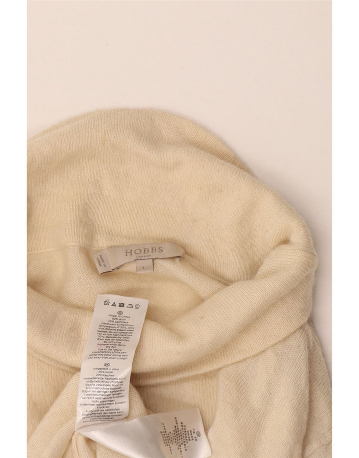 Hobbs Dame Rullehals Sweater UK 14 Stor Beige Uld