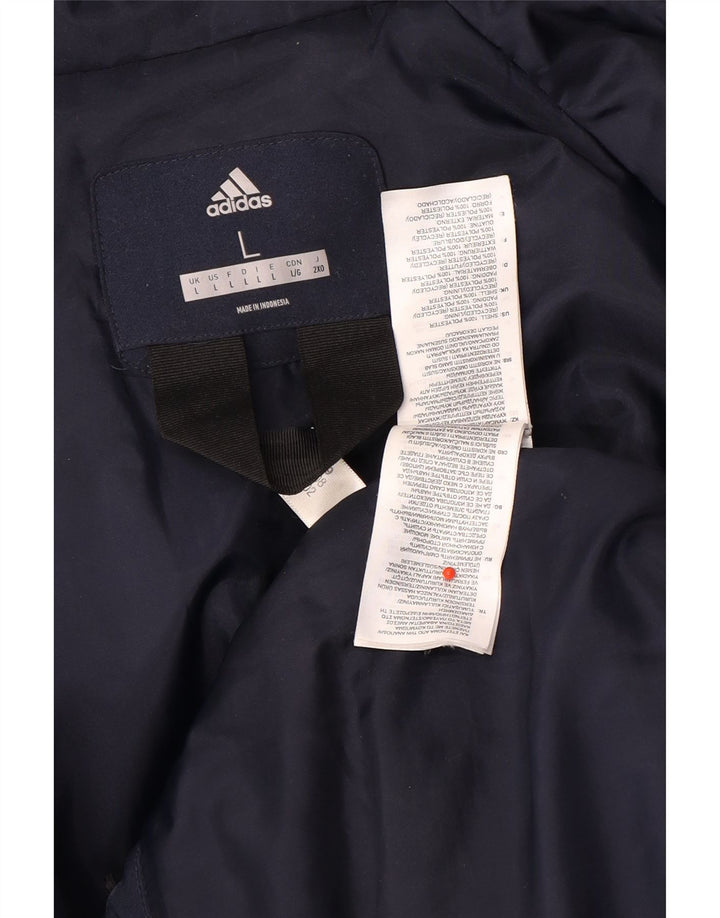 Adidas Herre Hooded Windbreaker Jacket UK 40 Large Navy Blue Polyester