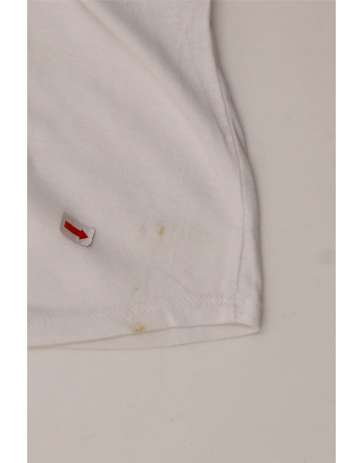 AVIREX Dame Crop Grafisk T-Shirt Top UK 22 2XL Hvid Bomuld