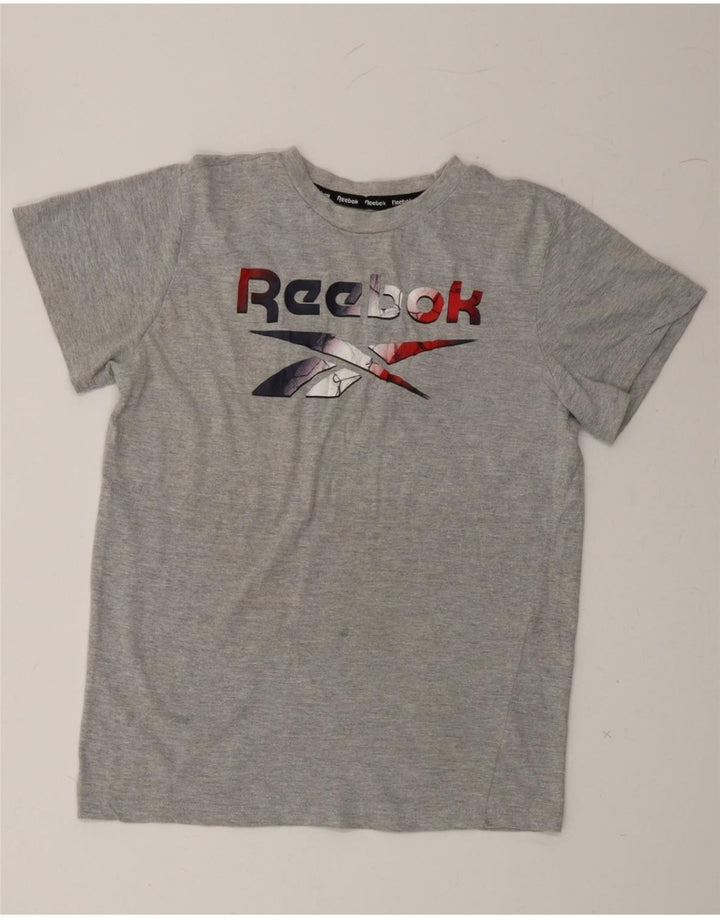 REEBOK Boys Graphic T-Shirt Top 14-15 Years Grey Cotton Vintage Reebok and Second-Hand Reebok from Messina Hembry 