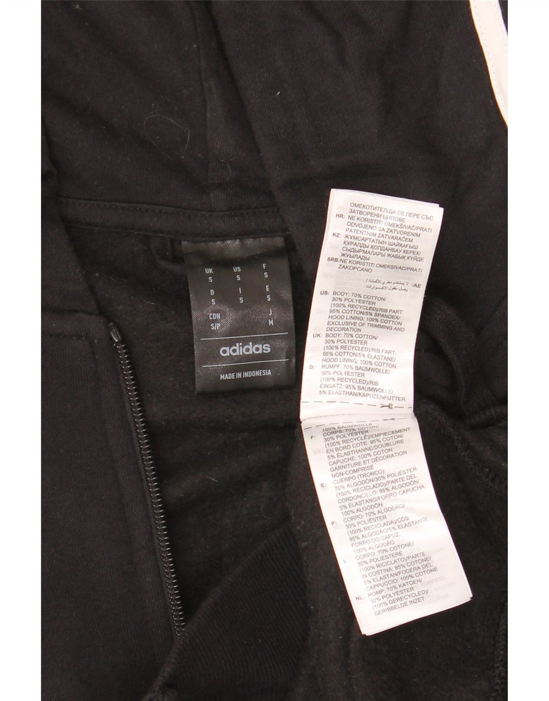 Adidas Hættetrøje med lynlås til mænd, lille sort bomuld